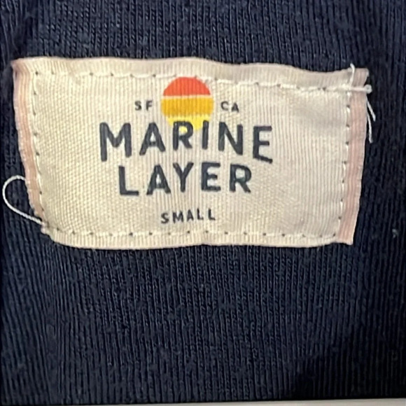 Marine Layer Shirt Mens Small blue Double Layer Knit Rayon LS Sweater Crew Neck - Picture 4 of 7